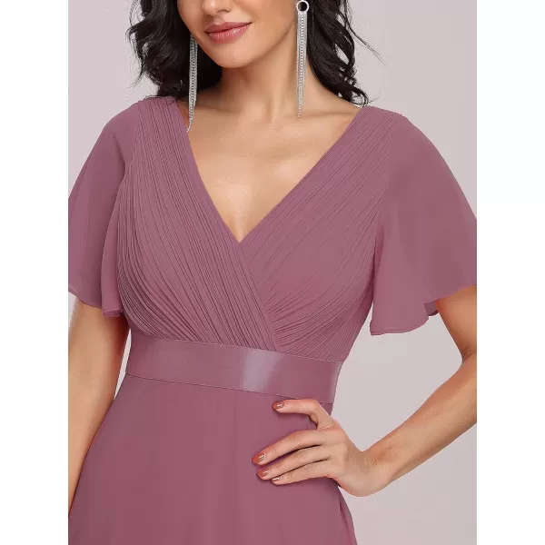 EverPretty Womens Formal Dress Short Sleeve VNeck Evening Dress Floor Length Mother of The Bride Dress 09890Purple Orchid