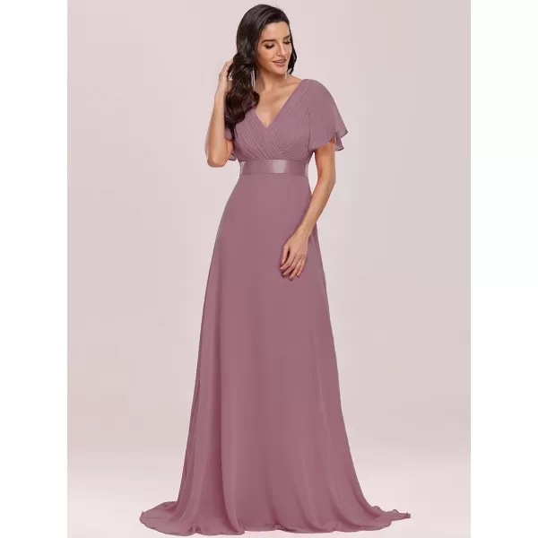 EverPretty Womens Formal Dress Short Sleeve VNeck Evening Dress Floor Length Mother of The Bride Dress 09890Purple Orchid