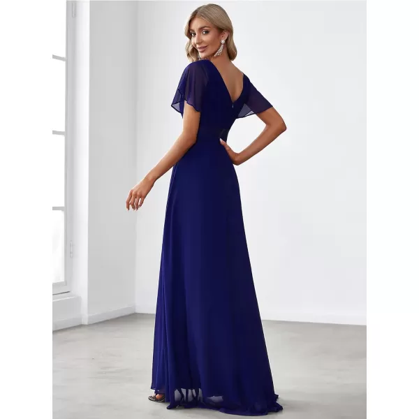 EverPretty Womens Formal Dress Short Sleeve VNeck Evening Dress Floor Length Mother of The Bride Dress 09890Royal Blue