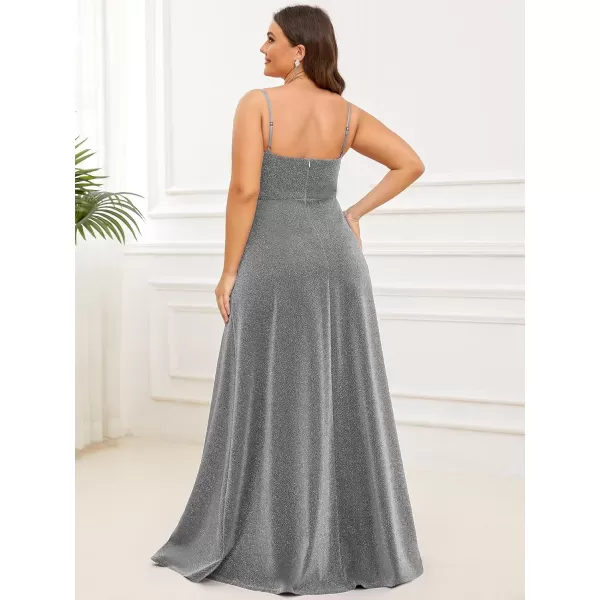 EverPretty Womens Glitter Side Slit Aline Plus Size Evening Dresses for Party 50120Gray