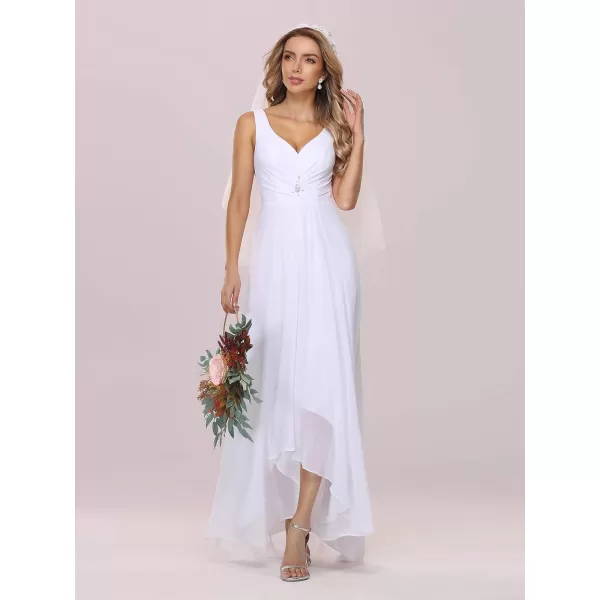 EverPretty Womens HighLow Hemline Simple Chiffon Wedding Dress 9983EHWhite