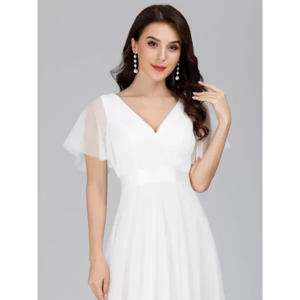 EverPretty Womens Mother of Bride Dress Double VNeck Empire Waist Front Wrap Tulle Bridesmaid Dress 07962White