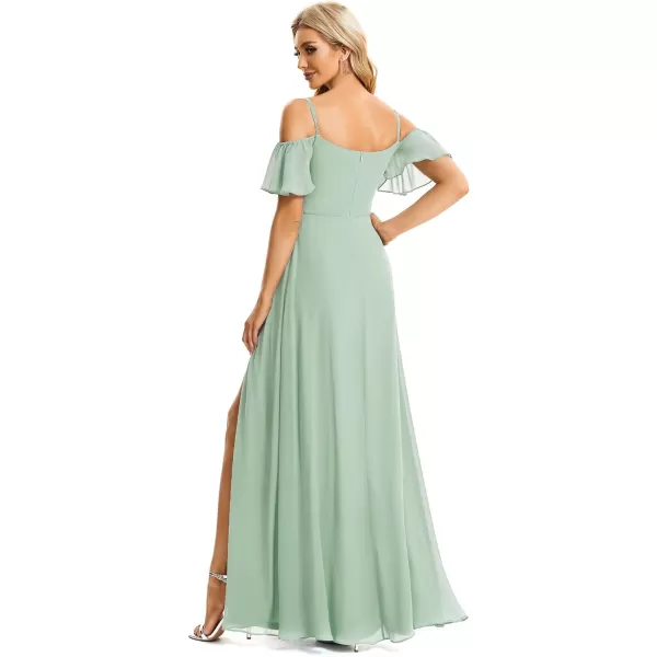 EverPretty Womens Off Shoulder Short Sleeve Split ALine Floor Length Bridesmaid Dresses 00237Mint Green