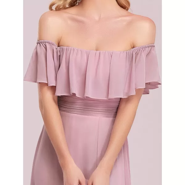 EverPretty Womens Off The Shoulder Bridesmaid Dresses Side Split Beach Maxi Formal Dress 00968Dusty Pink