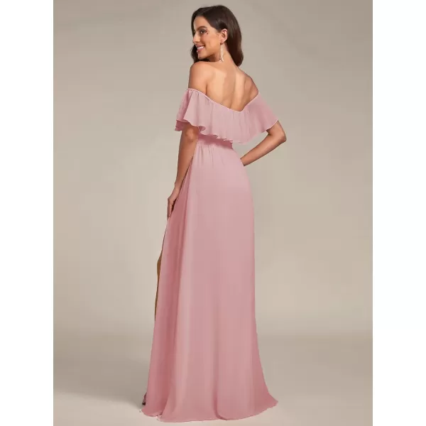 EverPretty Womens Off The Shoulder Bridesmaid Dresses Side Split Beach Maxi Formal Dress 00968Dusty Rose