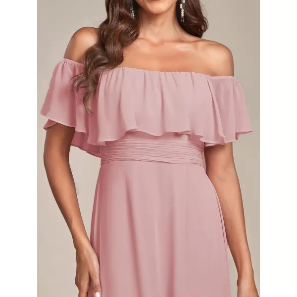 EverPretty Womens Off The Shoulder Bridesmaid Dresses Side Split Beach Maxi Formal Dress 00968Dusty Rose