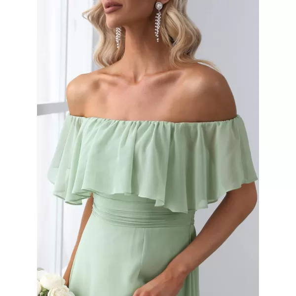 EverPretty Womens Off The Shoulder Bridesmaid Dresses Side Split Beach Maxi Formal Dress 00968Mint Green