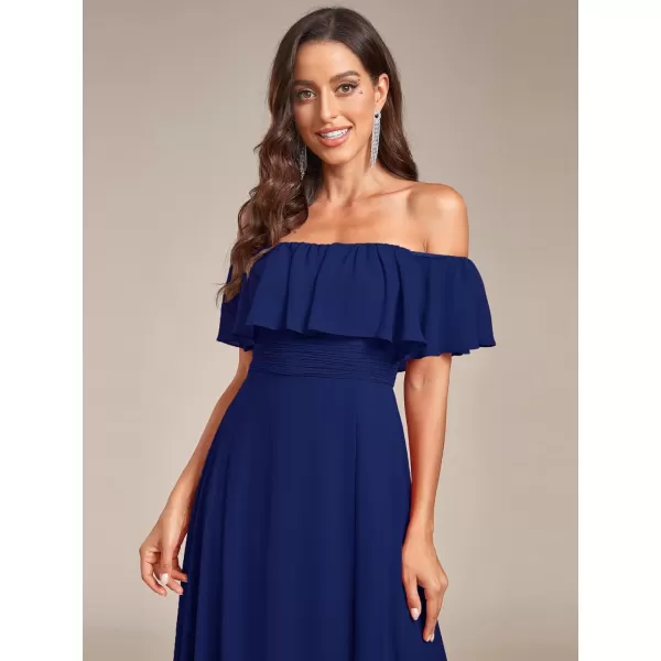 EverPretty Womens Off The Shoulder Bridesmaid Dresses Side Split Beach Maxi Formal Dress 00968Royal Blue