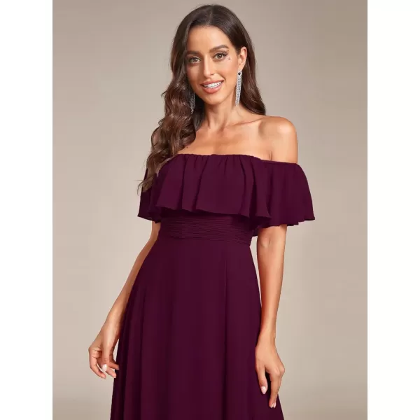 EverPretty Womens Off The Shoulder Ruffle Party Dresses Side Split Beach Maxi Dress 00968Mulberry