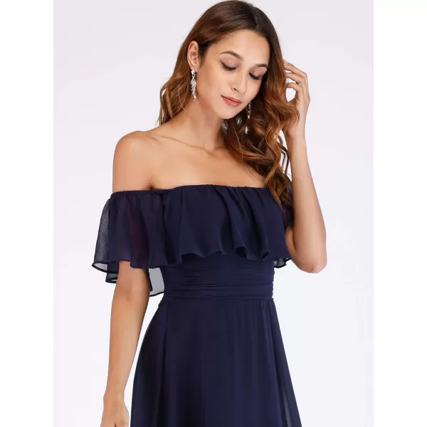 EverPretty Womens Off The Shoulder Ruffle Party Dresses Side Split Beach Maxi Dress 00968Navy