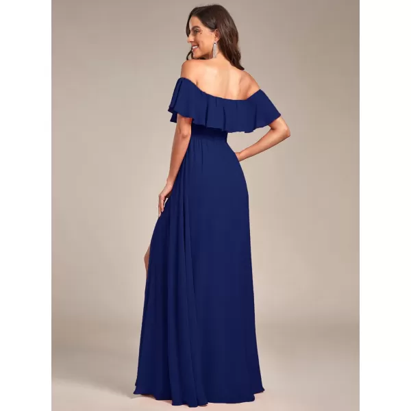 EverPretty Womens Off The Shoulder Ruffle Party Dresses Side Split Beach Maxi Dress 00968Royal Blue