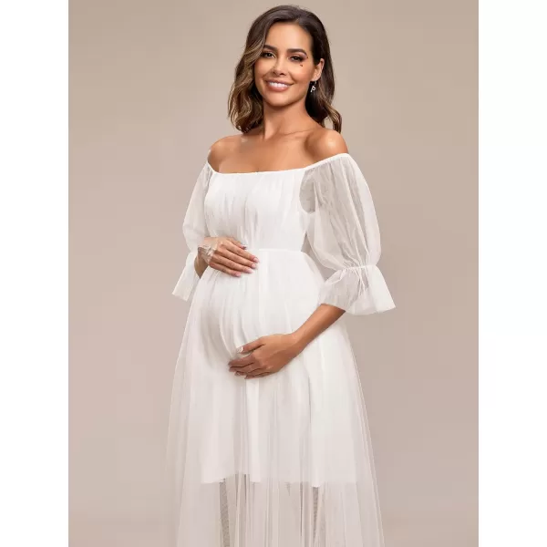 EverPretty Womens OffShoulder Aline Tulle Maternity Dress for Baby Shower 20862EYCream