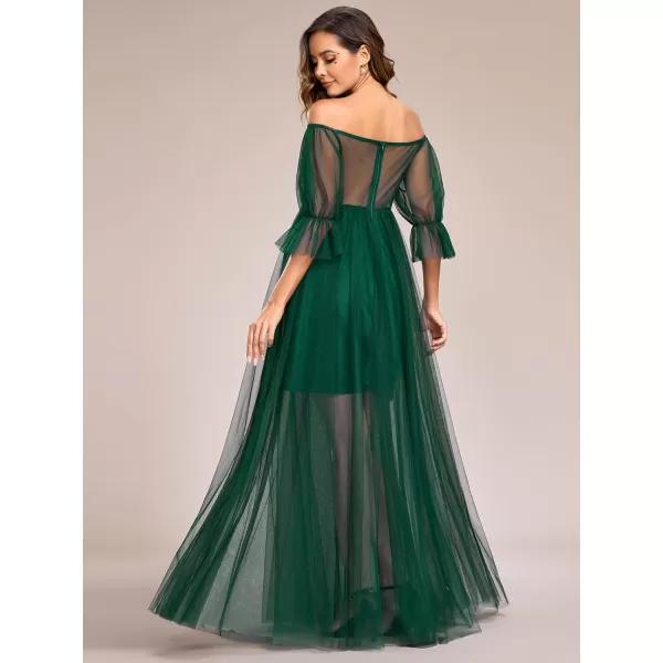 EverPretty Womens OffShoulder Aline Tulle Maternity Dress for Baby Shower 20862EYDark Green