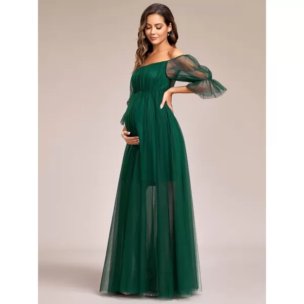 EverPretty Womens OffShoulder Aline Tulle Maternity Dress for Baby Shower 20862EYDark Green
