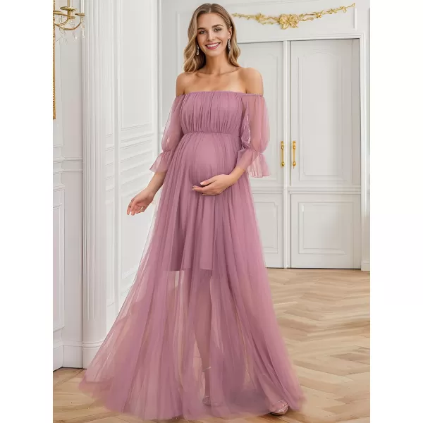 EverPretty Womens OffShoulder Aline Tulle Maternity Dress for Baby Shower 20862EYOrchid