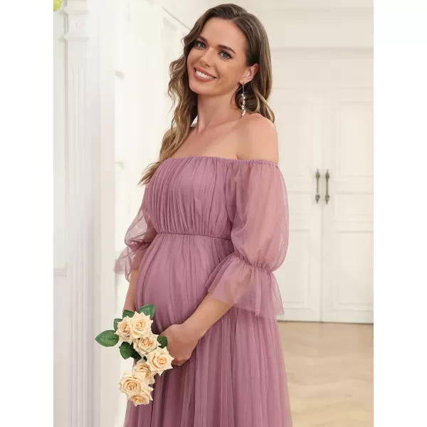 EverPretty Womens OffShoulder Aline Tulle Maternity Dress for Baby Shower 20862EYOrchid