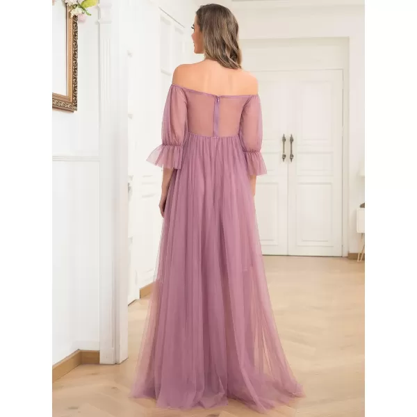 EverPretty Womens OffShoulder Aline Tulle Maternity Dress for Baby Shower 20862EYOrchid