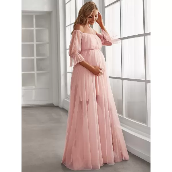 EverPretty Womens OffShoulder Aline Tulle Maternity Dress for Baby Shower 20862EYPink