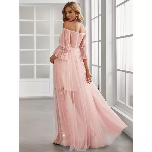 EverPretty Womens OffShoulder Aline Tulle Maternity Dress for Baby Shower 20862EYPink