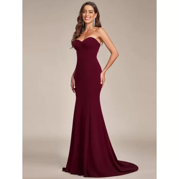 EverPretty Womens OffShoulder Sleeveless Sweep Train Sweetheart Wedding Dresses for Bride 0249Burgundy