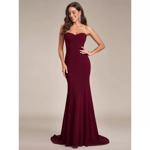 EverPretty Womens OffShoulder Sleeveless Sweep Train Sweetheart Wedding Dresses for Bride 0249Burgundy