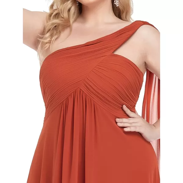 EverPretty Womens One Shoulder Ruched Empire Waist Chiffon Maxi Plus Size Bridesmaid Dresses 09816PZUSABurnt Orange