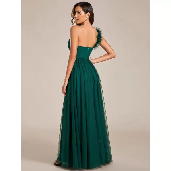 EverPretty Womens One Shoulder Sleeveless Pleated ALine Floor Length Bridesmaid Dresses 01911Green