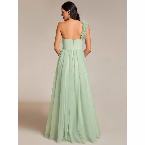 EverPretty Womens One Shoulder Sleeveless Pleated ALine Floor Length Bridesmaid Dresses 01911Mint Green