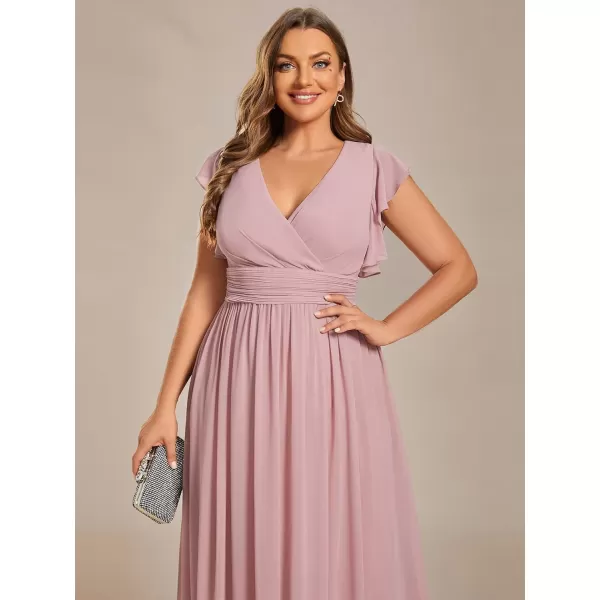 EverPretty Womens Plus Size Chiffon Ruffled Sleeves Back Cutout Bridesmaid Dresses 01819DADusty Rose