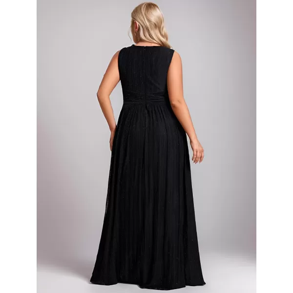 EverPretty Womens Plus Size Glitter Pleated Long Sleeve Evening Dresses 01961DAAblack