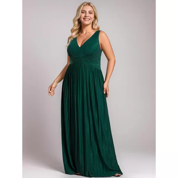 EverPretty Womens Plus Size Glitter Pleated Long Sleeve Evening Dresses 01961DAAdark Green