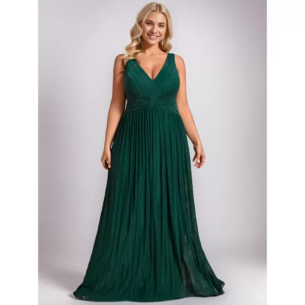 EverPretty Womens Plus Size Glitter Pleated Long Sleeve Evening Dresses 01961DAAdark Green