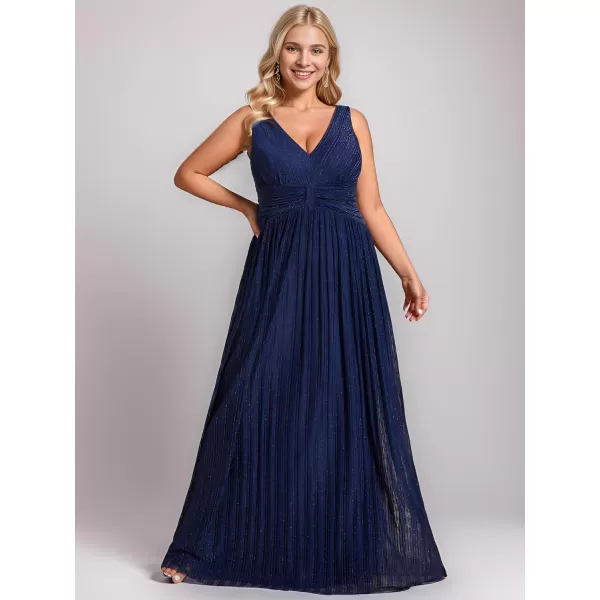 EverPretty Womens Plus Size Glitter Pleated Long Sleeve Evening Dresses 01961DAAnavy Blue