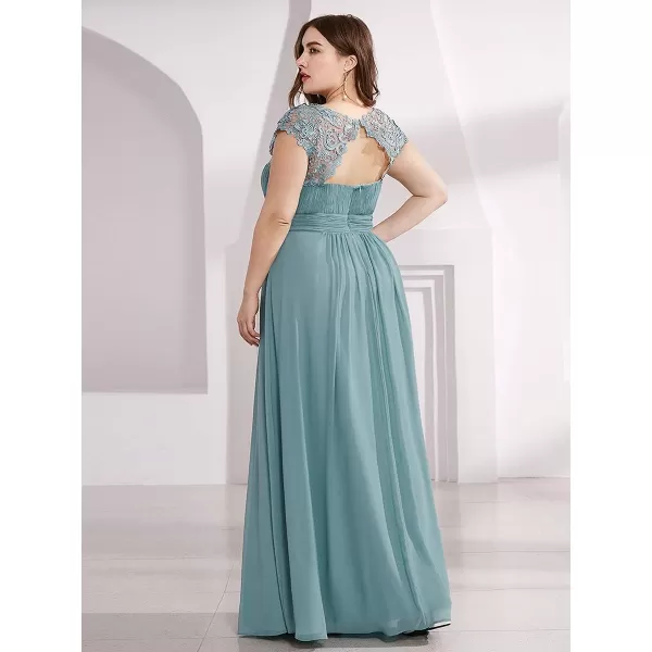 EverPretty Womens Plus Size Lace Cap Sleeve Long Formal Evening Dress Maxi Dresses 09993PZUSABlue2