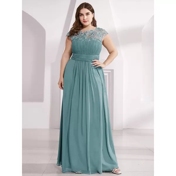 EverPretty Womens Plus Size Lace Cap Sleeve Long Formal Evening Dress Maxi Dresses 09993PZUSABlue2