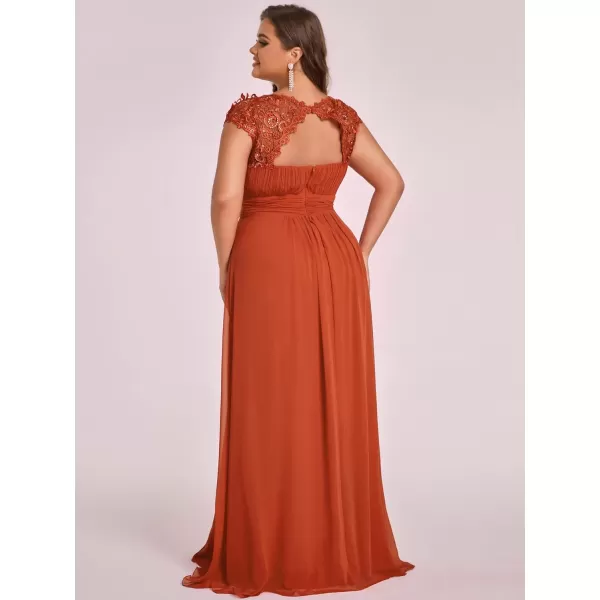 EverPretty Womens Plus Size Lace Cap Sleeve Long Formal Evening Dress Maxi Dresses 09993PZUSABurnt Orange