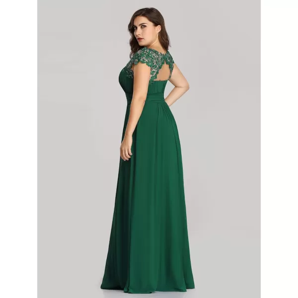 EverPretty Womens Plus Size Lace Cap Sleeve Long Formal Evening Dress Maxi Dresses 09993PZUSAGreen