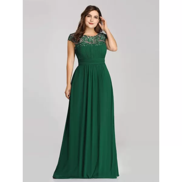 EverPretty Womens Plus Size Lace Cap Sleeve Long Formal Evening Dress Maxi Dresses 09993PZUSAGreen