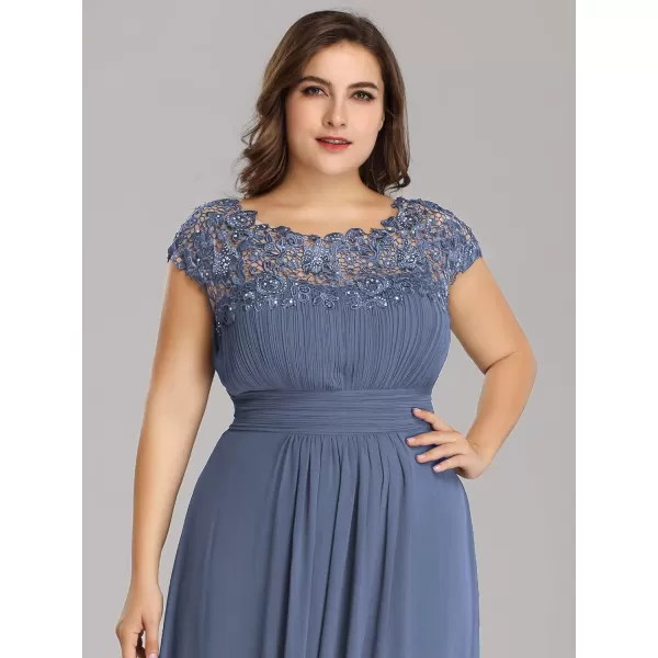 EverPretty Womens Plus Size Lace Cap Sleeve Long Formal Evening Dress Maxi Dresses 09993PZUSAHaze Blue