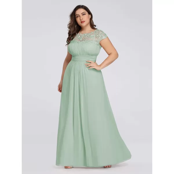 EverPretty Womens Plus Size Lace Cap Sleeve Long Formal Evening Dress Maxi Dresses 09993PZUSAMint Green