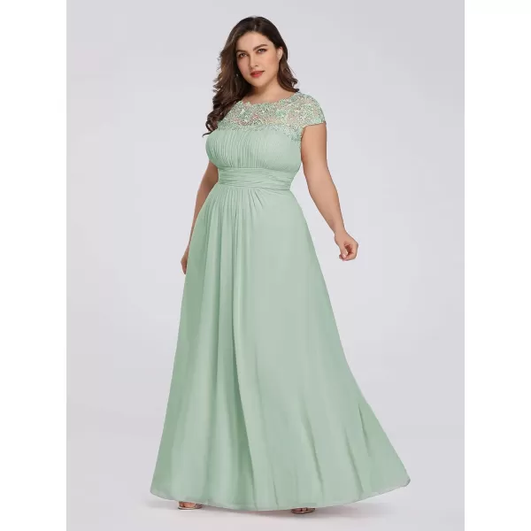 EverPretty Womens Plus Size Lace Cap Sleeve Long Formal Evening Dress Maxi Dresses 09993PZUSAMint Green