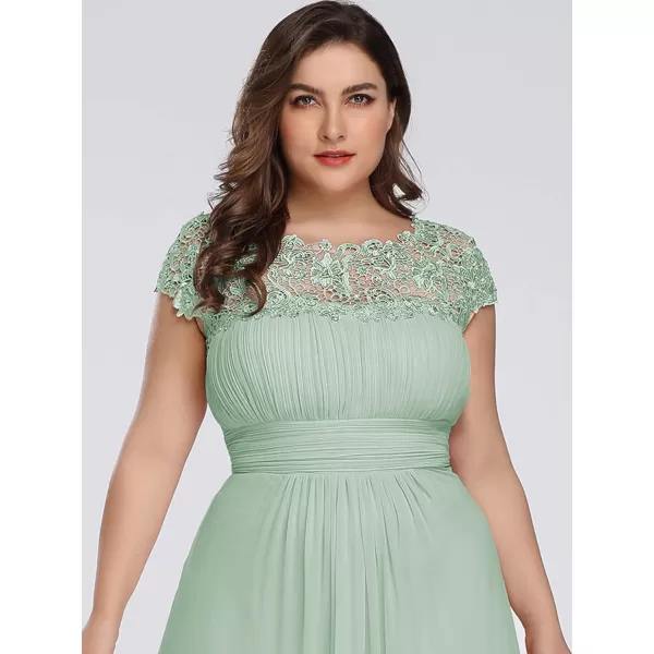 EverPretty Womens Plus Size Lace Cap Sleeve Long Formal Evening Dress Maxi Dresses 09993PZUSAMint Green