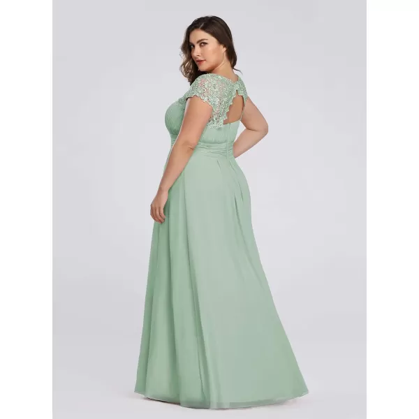 EverPretty Womens Plus Size Lace Cap Sleeve Long Formal Evening Dress Maxi Dresses 09993PZUSAMint Green