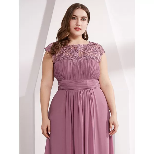 EverPretty Womens Plus Size Lace Cap Sleeve Long Formal Evening Dress Maxi Dresses 09993PZUSAOrchid