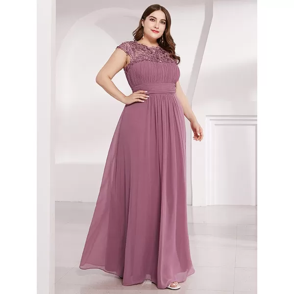 EverPretty Womens Plus Size Lace Cap Sleeve Long Formal Evening Dress Maxi Dresses 09993PZUSAOrchid