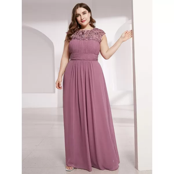 EverPretty Womens Plus Size Lace Cap Sleeve Long Formal Evening Dress Maxi Dresses 09993PZUSAOrchid