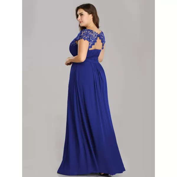 EverPretty Womens Plus Size Lace Cap Sleeve Long Formal Evening Dress Maxi Dresses 09993PZUSASapphire Blue