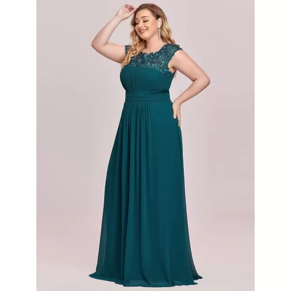 EverPretty Womens Plus Size Lace Cap Sleeve Long Formal Evening Dress Maxi Dresses 09993PZUSATeal