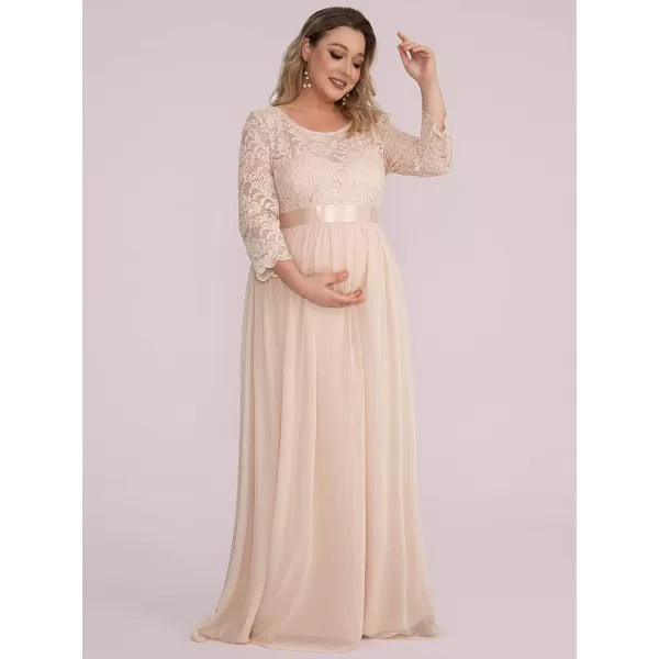 EverPretty Womens Plus Size Maxi Chiffon Maternity Party Dress with Sleeves 20797Blush