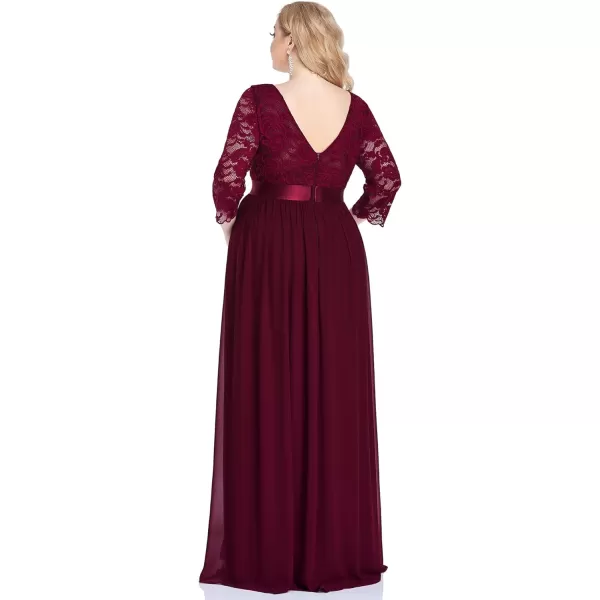 EverPretty Womens Plus Size Maxi Chiffon Maternity Party Dress with Sleeves 20797Burgundy